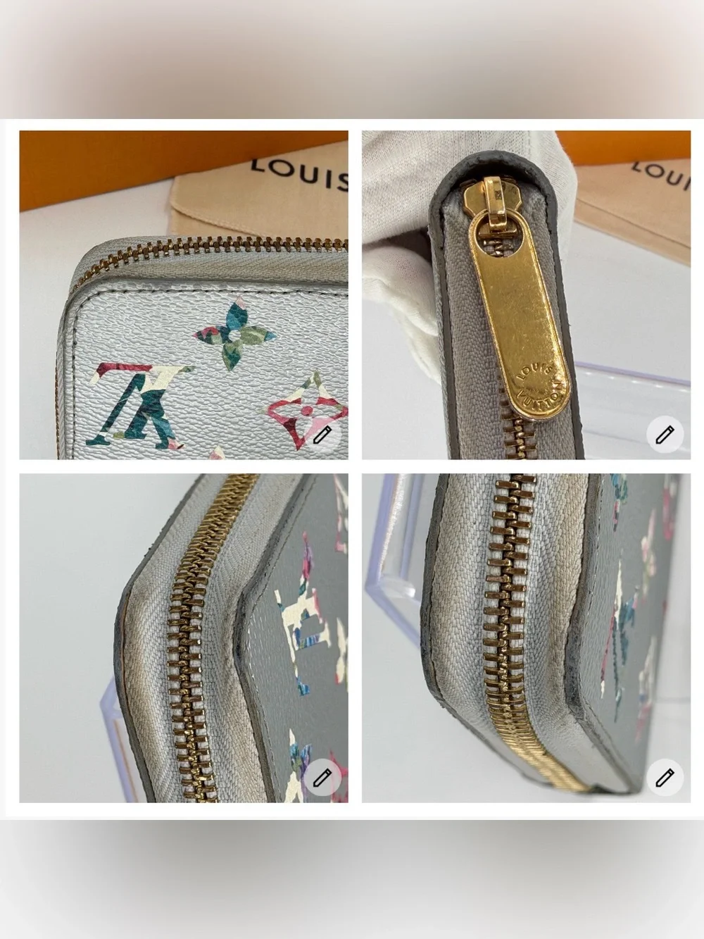 LV Limited Edition Garden Zippy Wallet Silver Floral Monogram Full Set w/COA - Picture 10 of 13